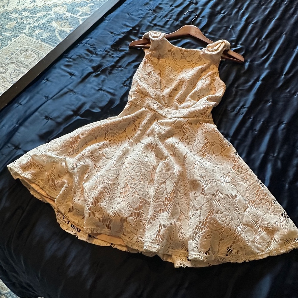 Cute Flirty White Laced Dress - Picture 1 of 10